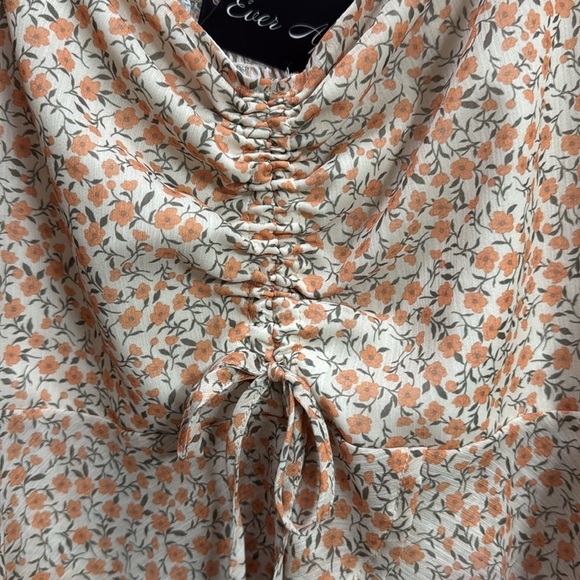 NEW Milkmaid boho top Sz XL yellow ditsy print smocked cropped fairy coquette - Picture 4 of 7